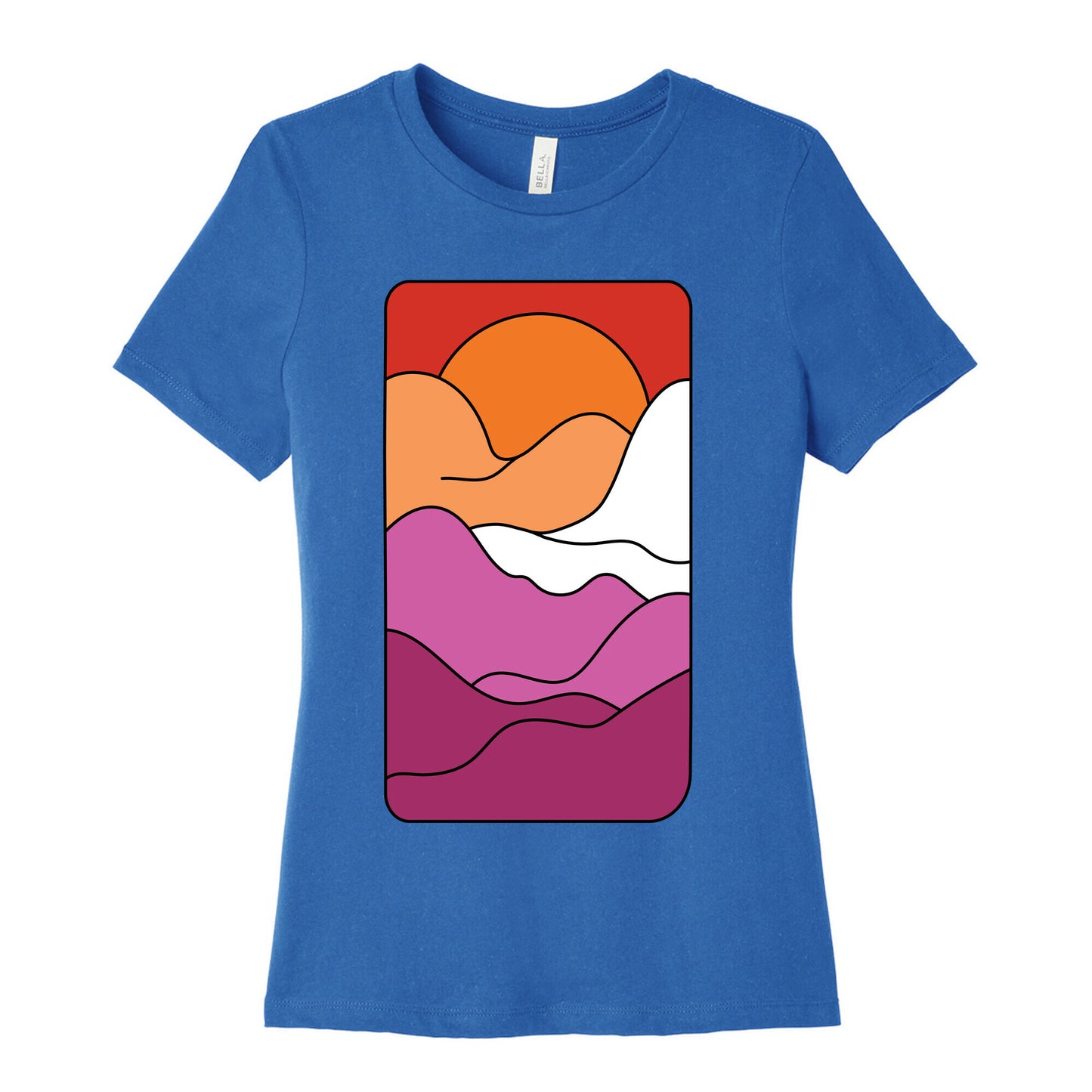 Groovy Pride Flag Landscapes: Lesbian Flag Women's Cotton Tee