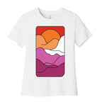 Groovy Pride Flag Landscapes: Lesbian Flag Women's Cotton Tee