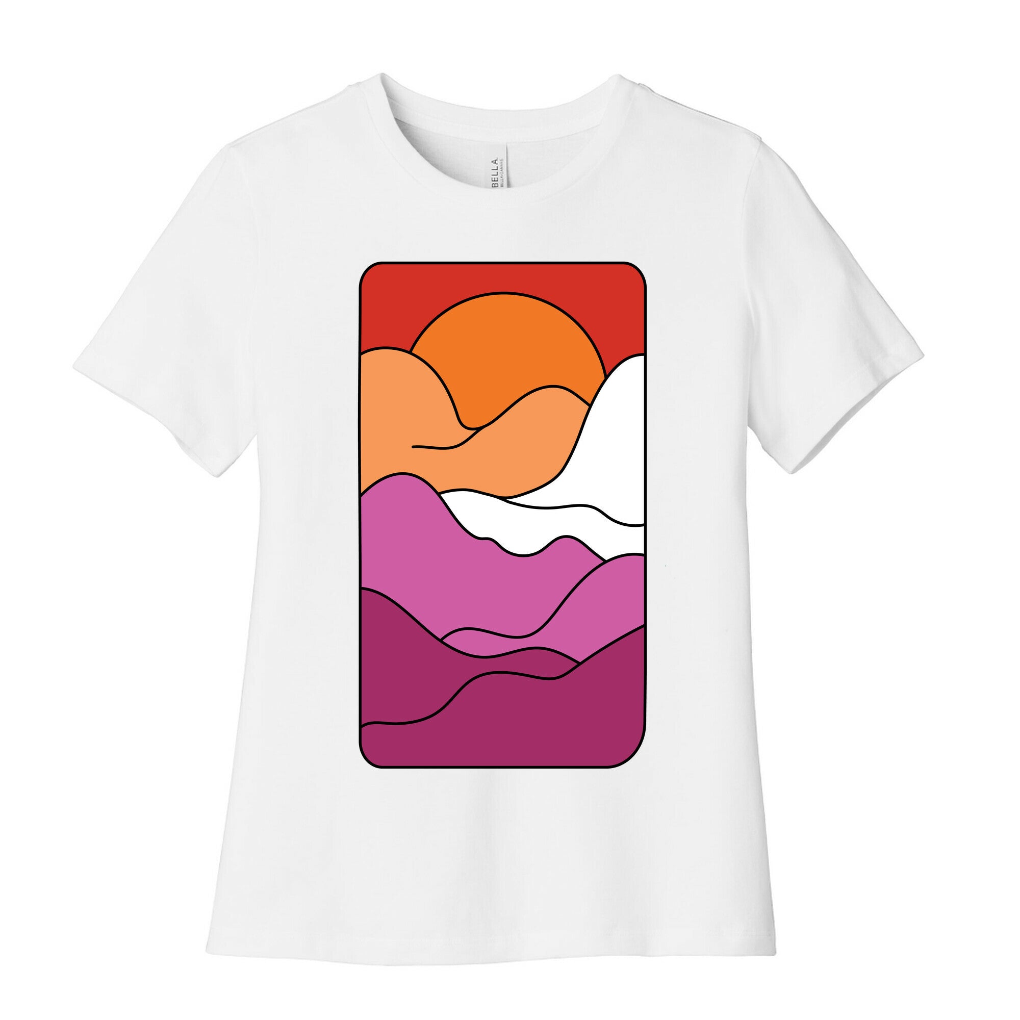 Groovy Pride Flag Landscapes: Lesbian Flag Women's Cotton Tee