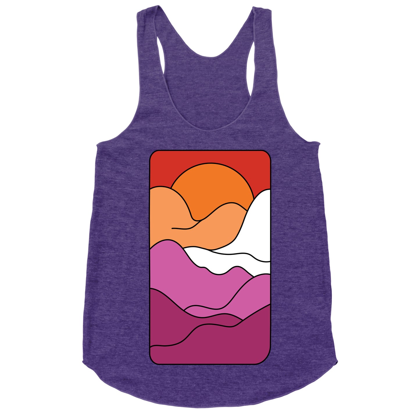 Groovy Pride Flag Landscapes: Lesbian Flag Racerback Tank