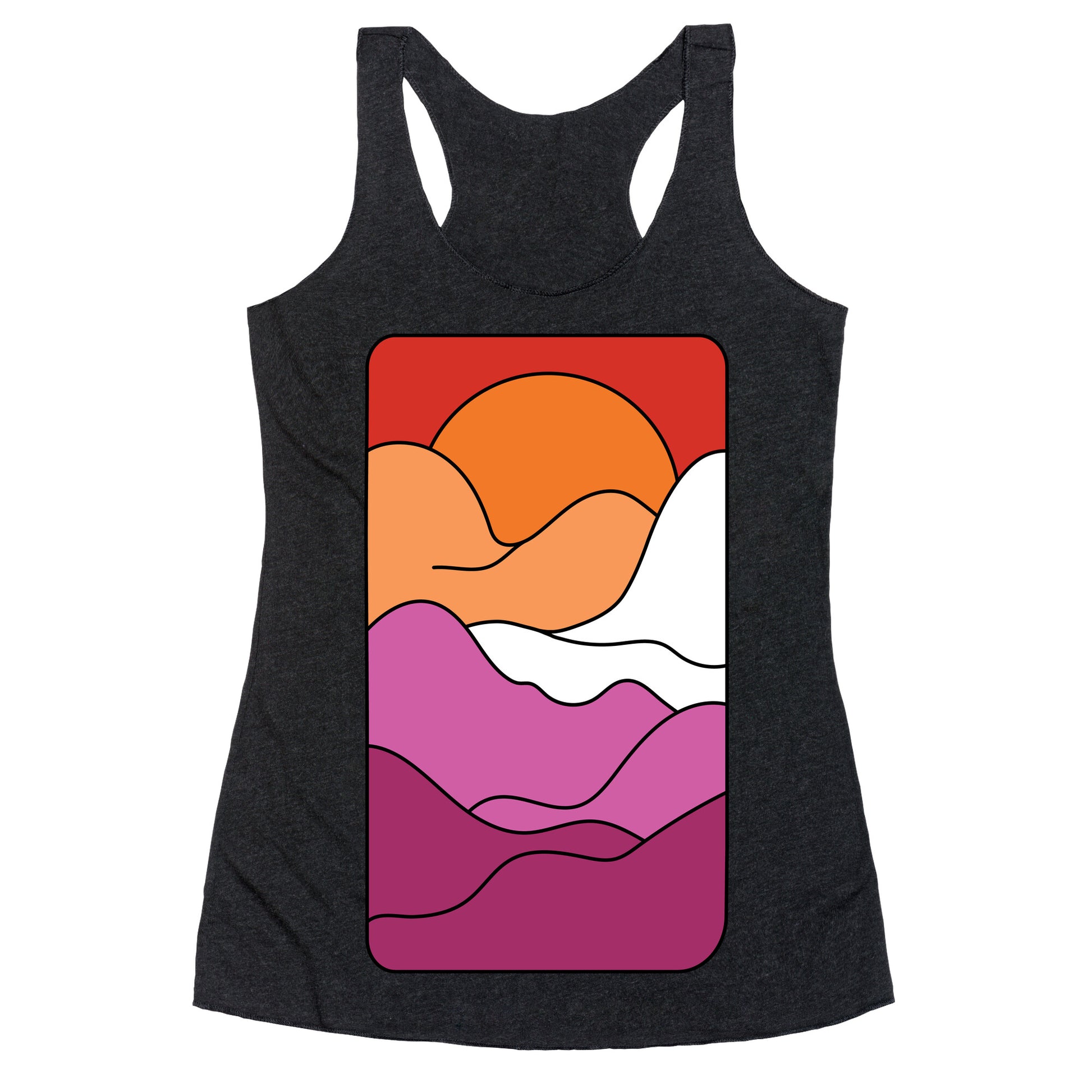 Groovy Pride Flag Landscapes: Lesbian Flag Racerback Tank