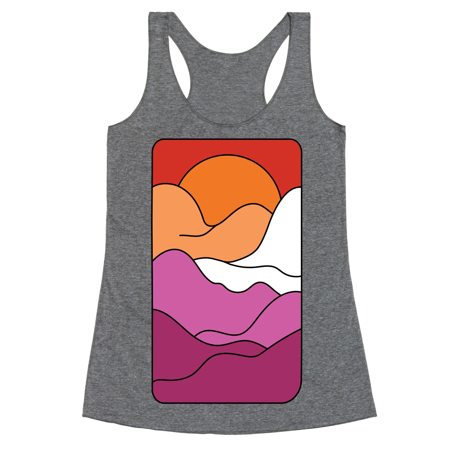 Groovy Pride Flag Landscapes: Lesbian Flag Racerback Tank