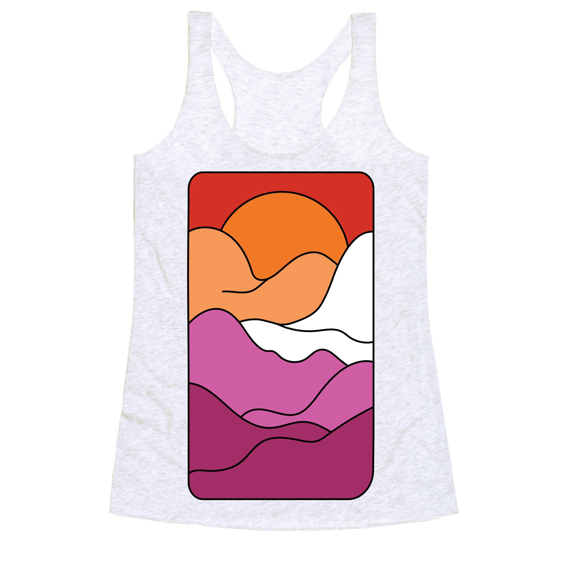 Groovy Pride Flag Landscapes: Lesbian Flag Racerback Tank