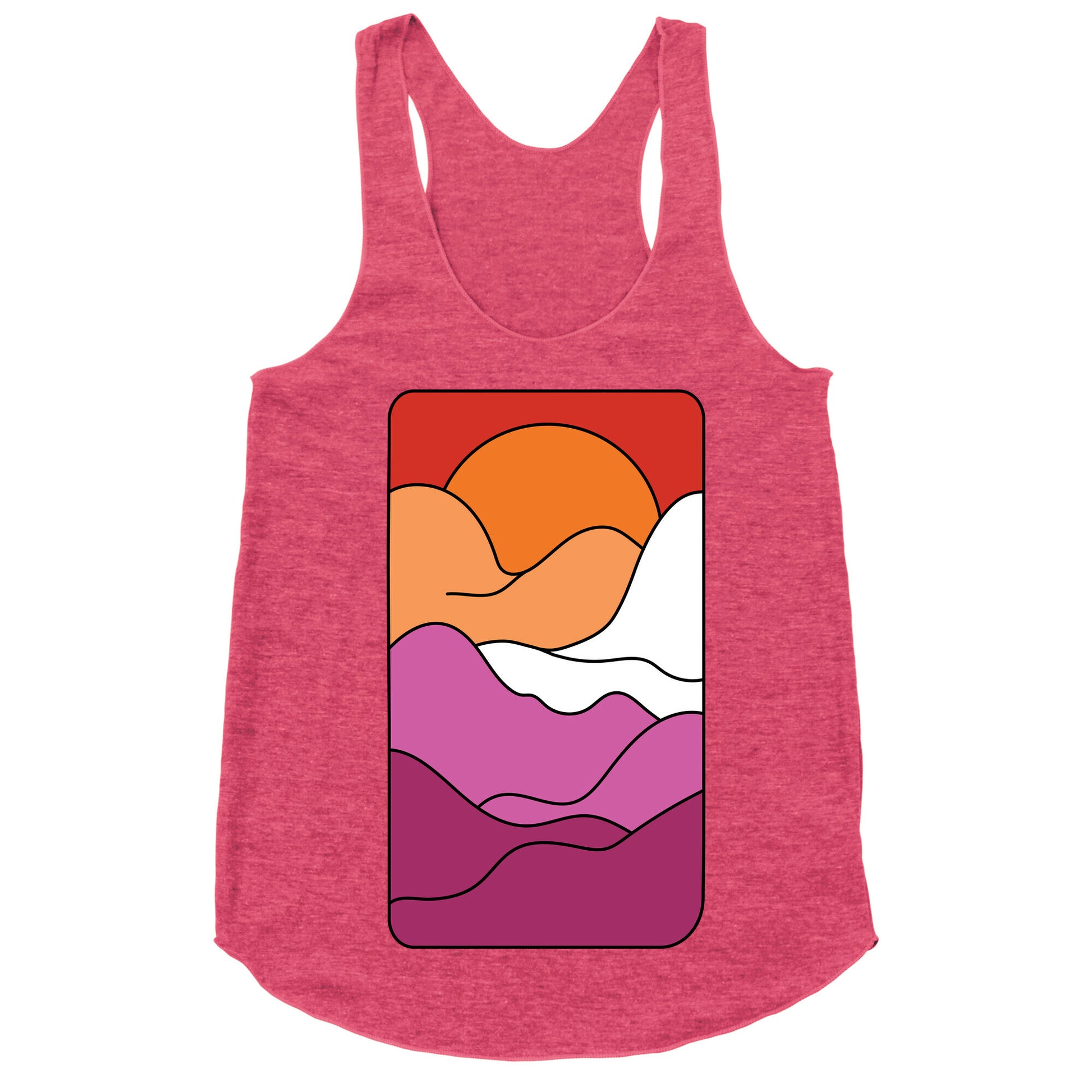 Groovy Pride Flag Landscapes: Lesbian Flag Racerback Tank