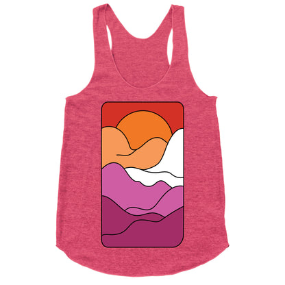 Groovy Pride Flag Landscapes: Lesbian Flag Racerback Tank