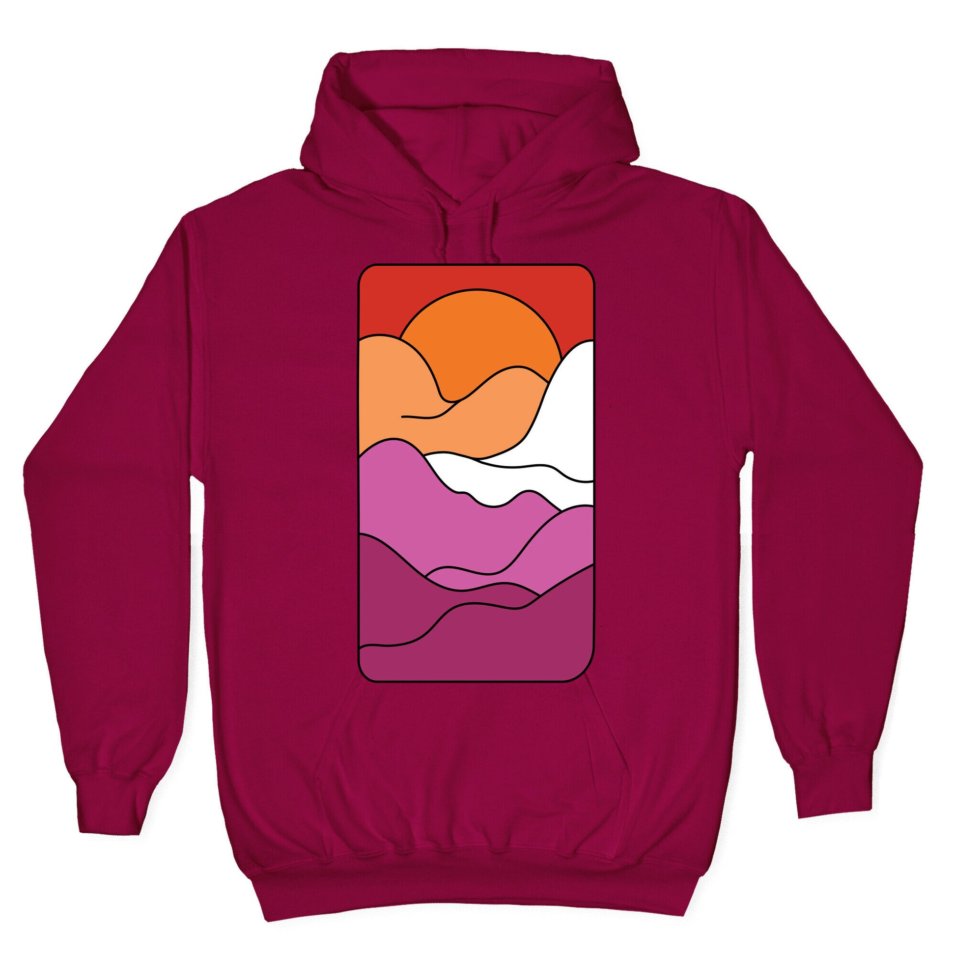 Groovy Pride Flag Landscapes: Lesbian Flag Hoodie