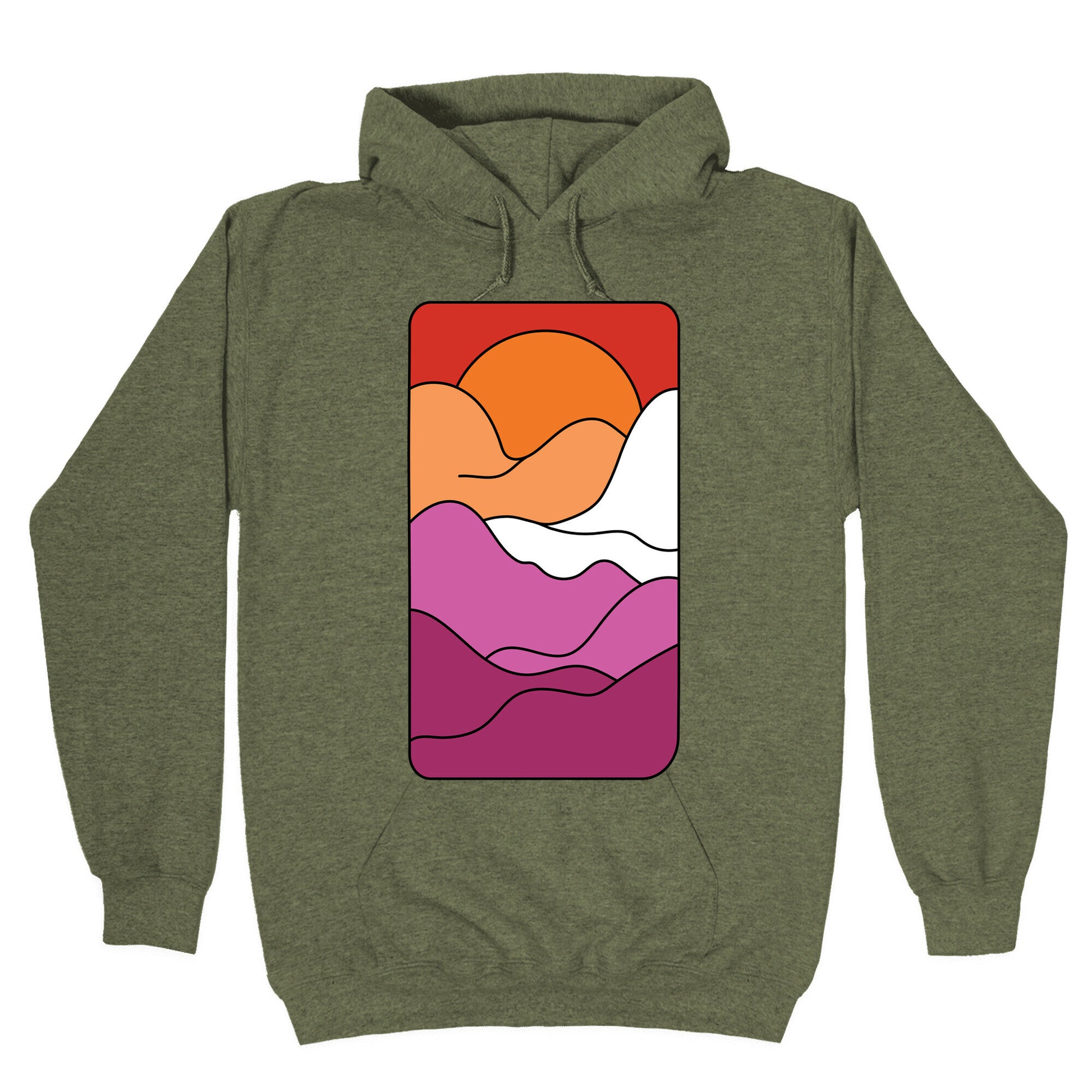 Groovy Pride Flag Landscapes: Lesbian Flag Hoodie