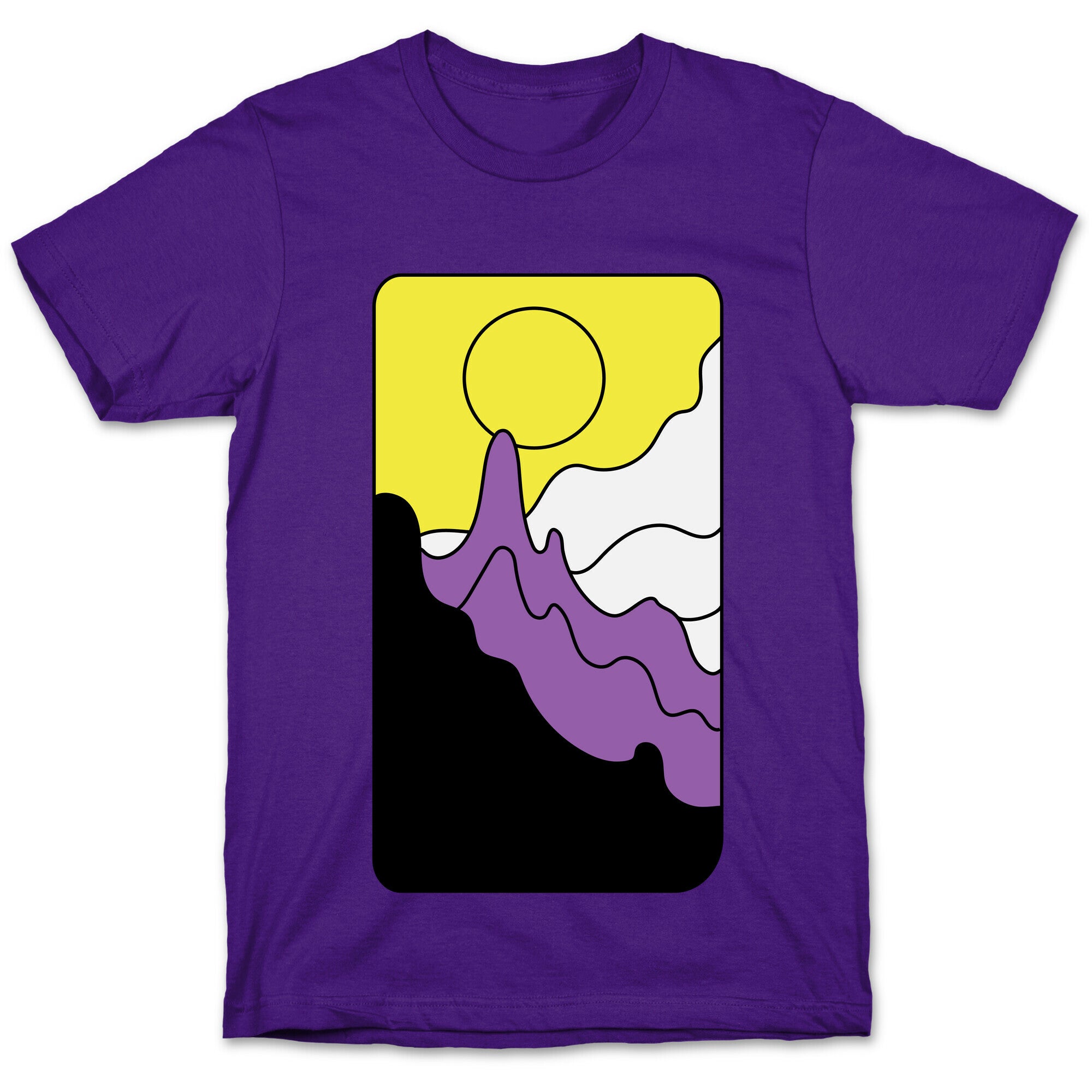 Groovy Pride Flag Landscapes: Nonbinary Flag T-Shirt