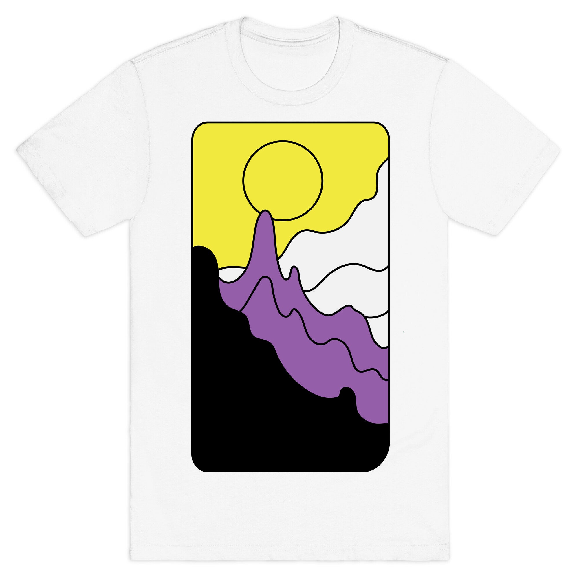 Groovy Pride Flag Landscapes: Nonbinary Flag T-Shirt