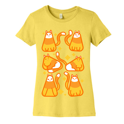 Candy Corn Cats Women's Cotton Tee