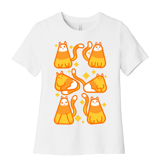 Candy Corn Cats Women's Cotton Tee
