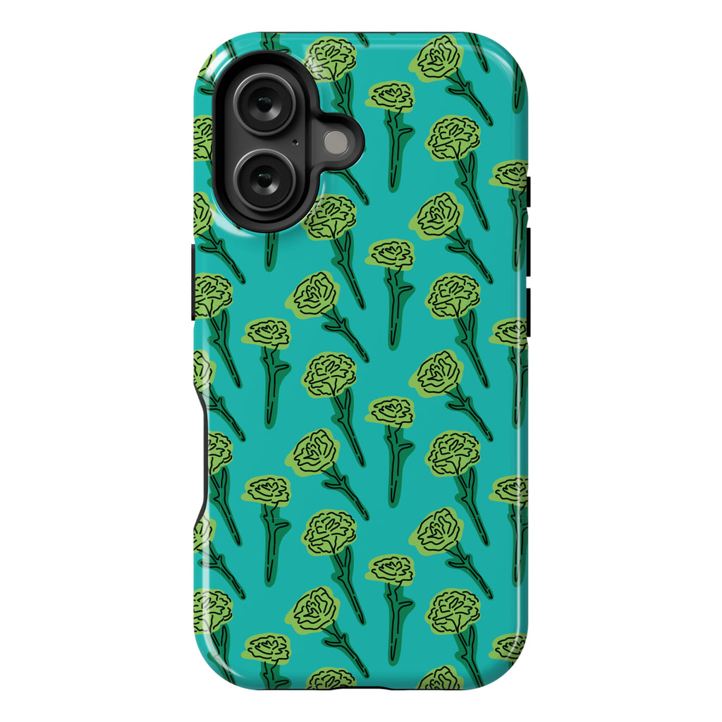 Green Carnation Pattern Phone Case