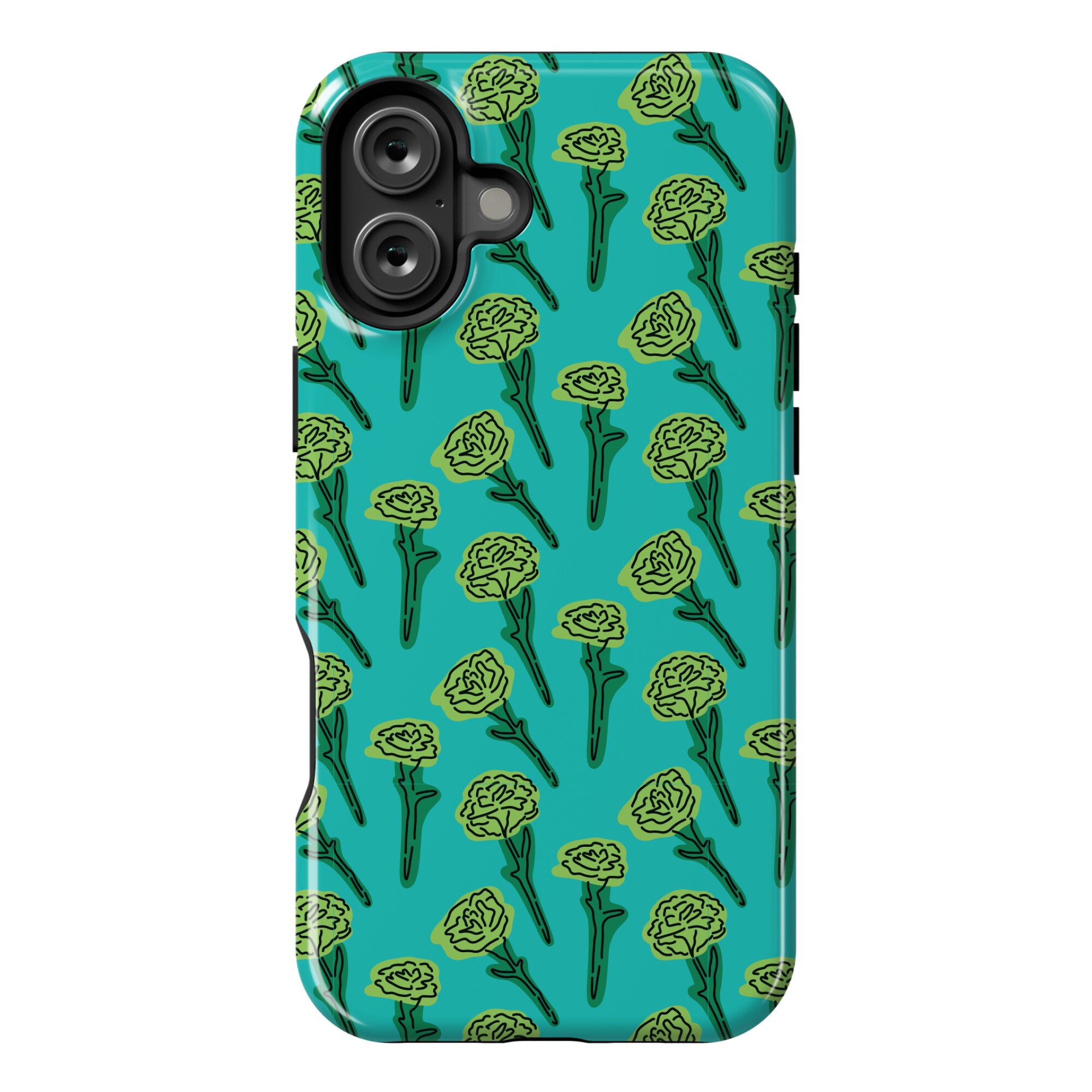 Green Carnation Pattern Phone Case