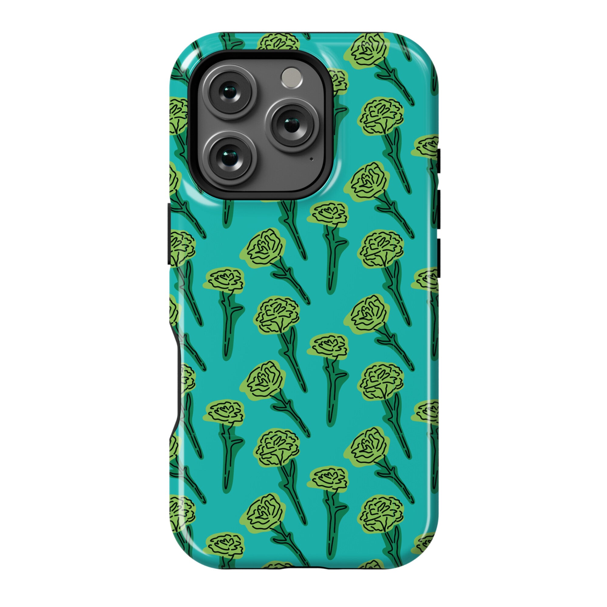 Green Carnation Pattern Phone Case