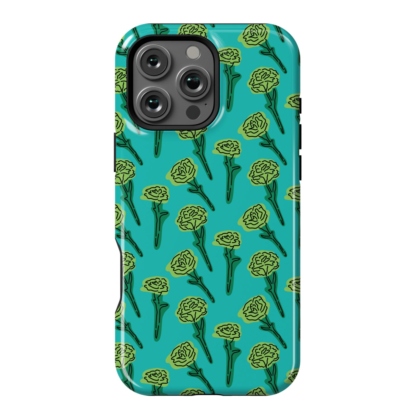 Green Carnation Pattern Phone Case