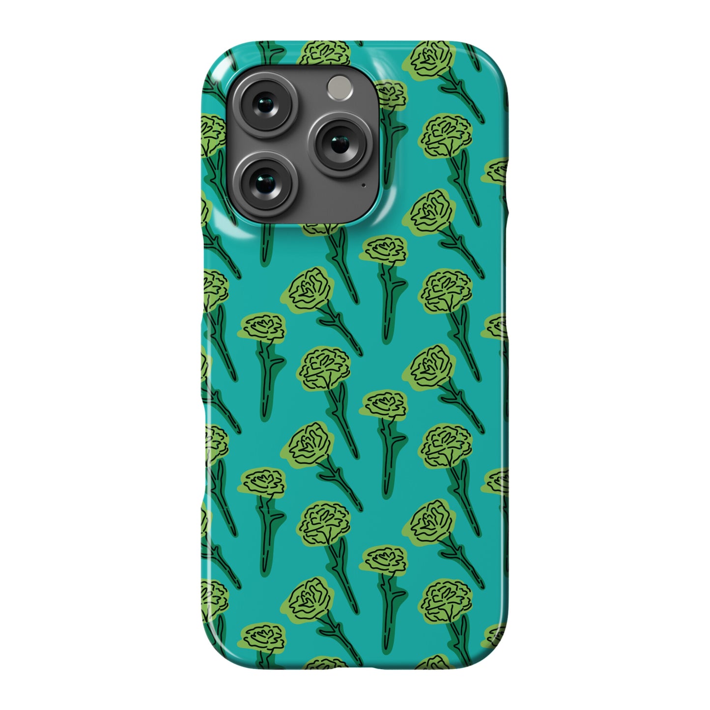 Green Carnation Pattern Phone Case