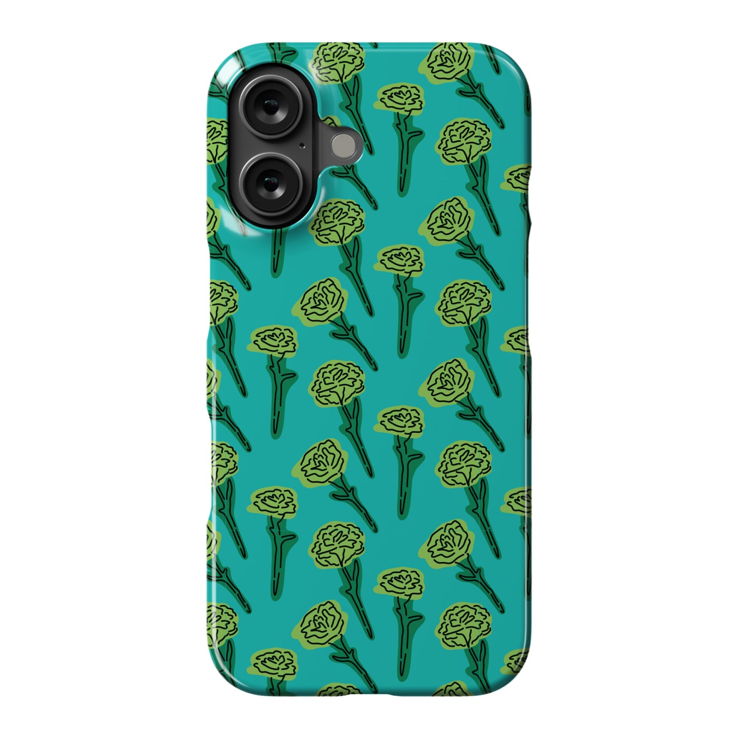 Green Carnation Pattern Phone Case