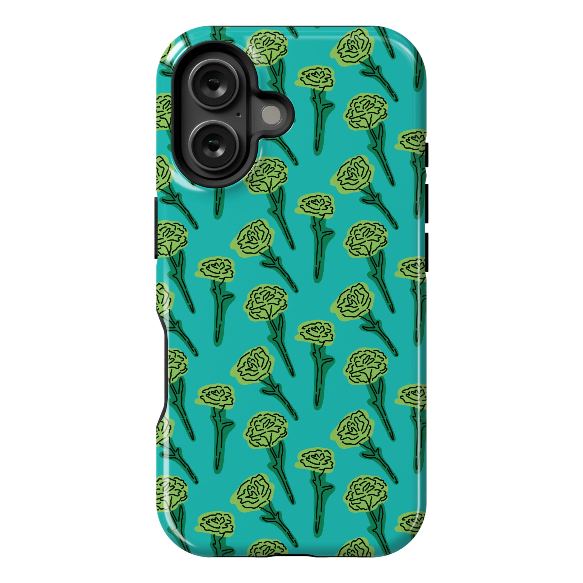 Green Carnation Pattern Phone Case