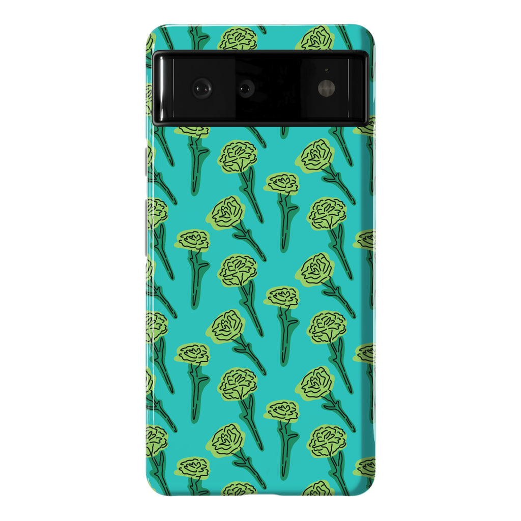 Green Carnation Pattern Phone Case