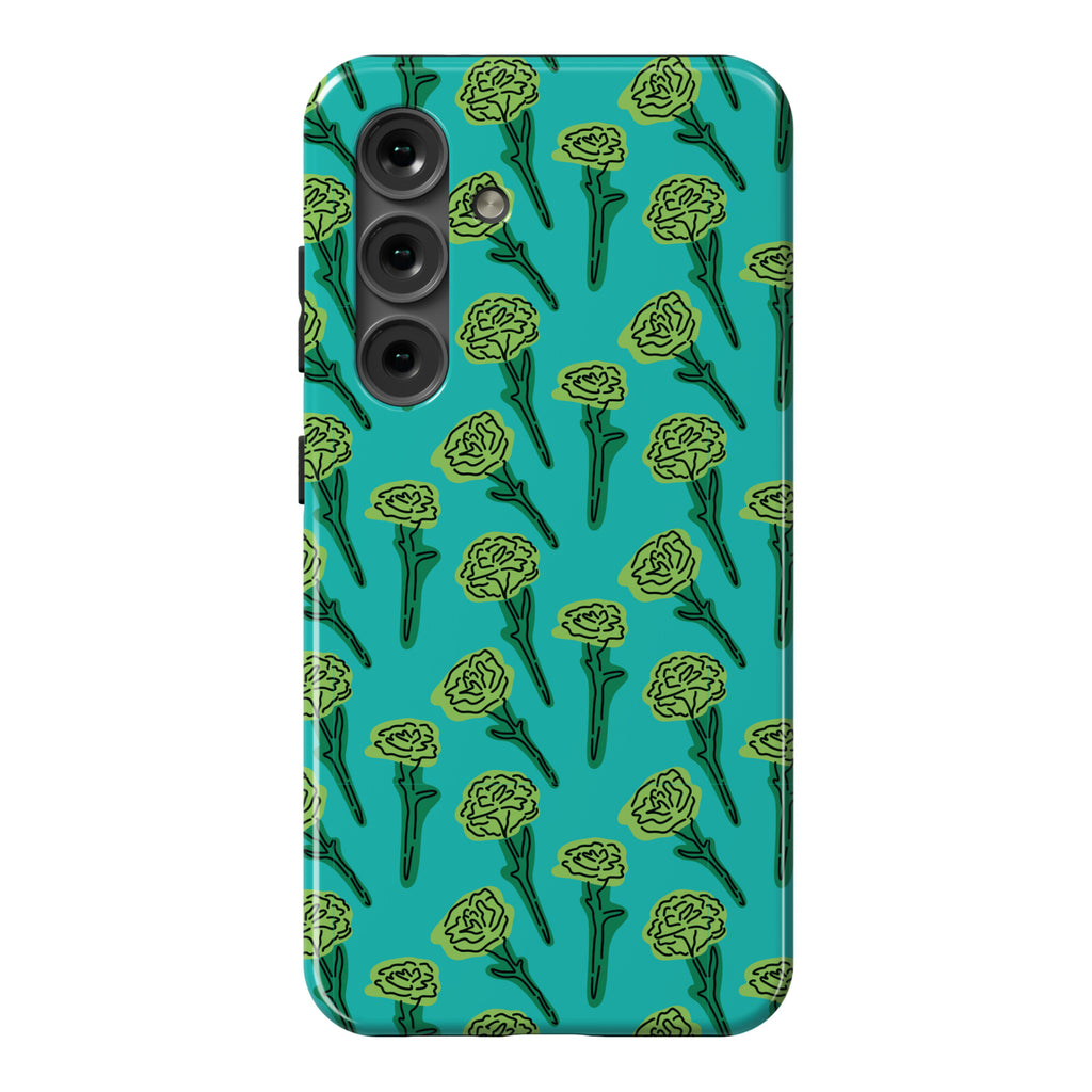 Green Carnation Pattern Phone Case
