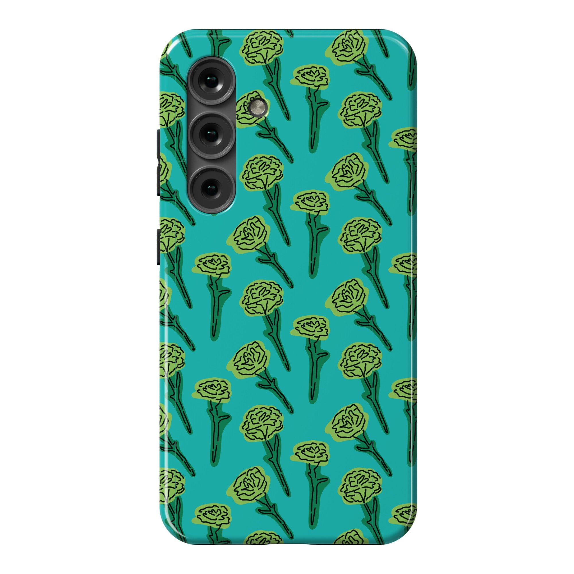 Green Carnation Pattern Phone Case