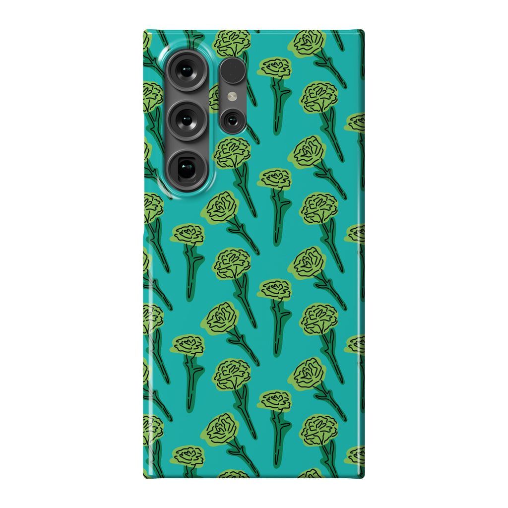 Green Carnation Pattern Phone Case