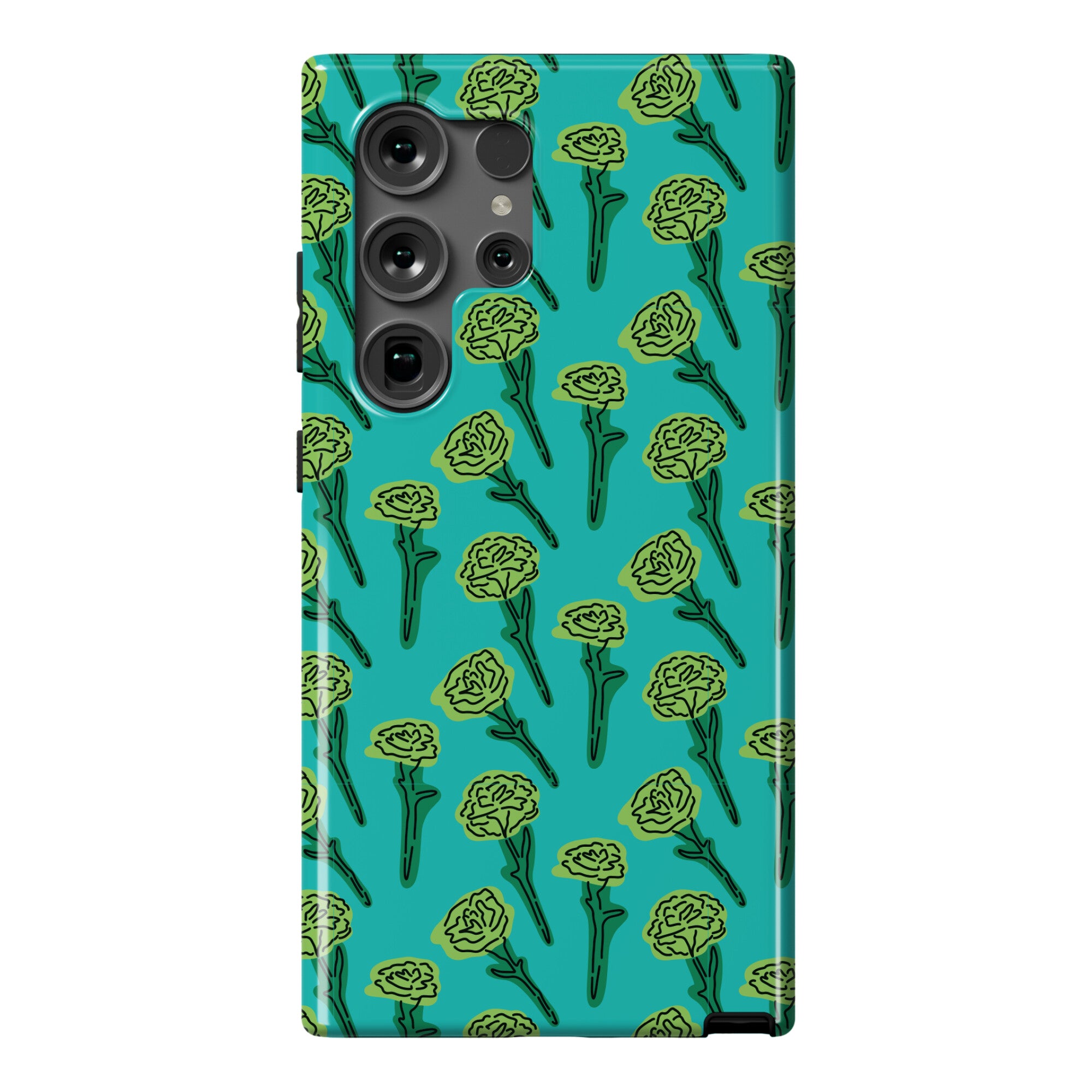 Green Carnation Pattern Phone Case