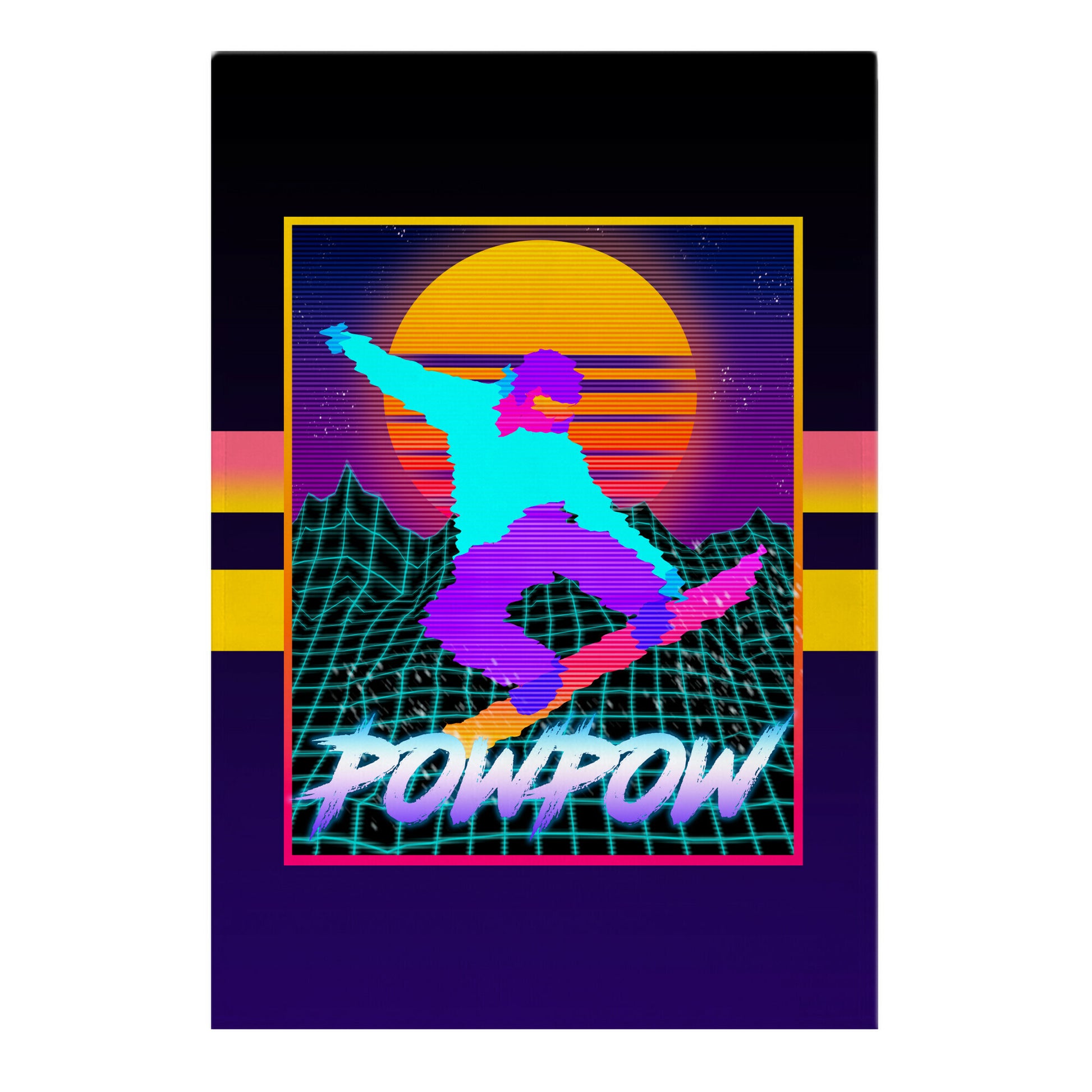 POWPOW Synthwave Snowboarder Garden Flag