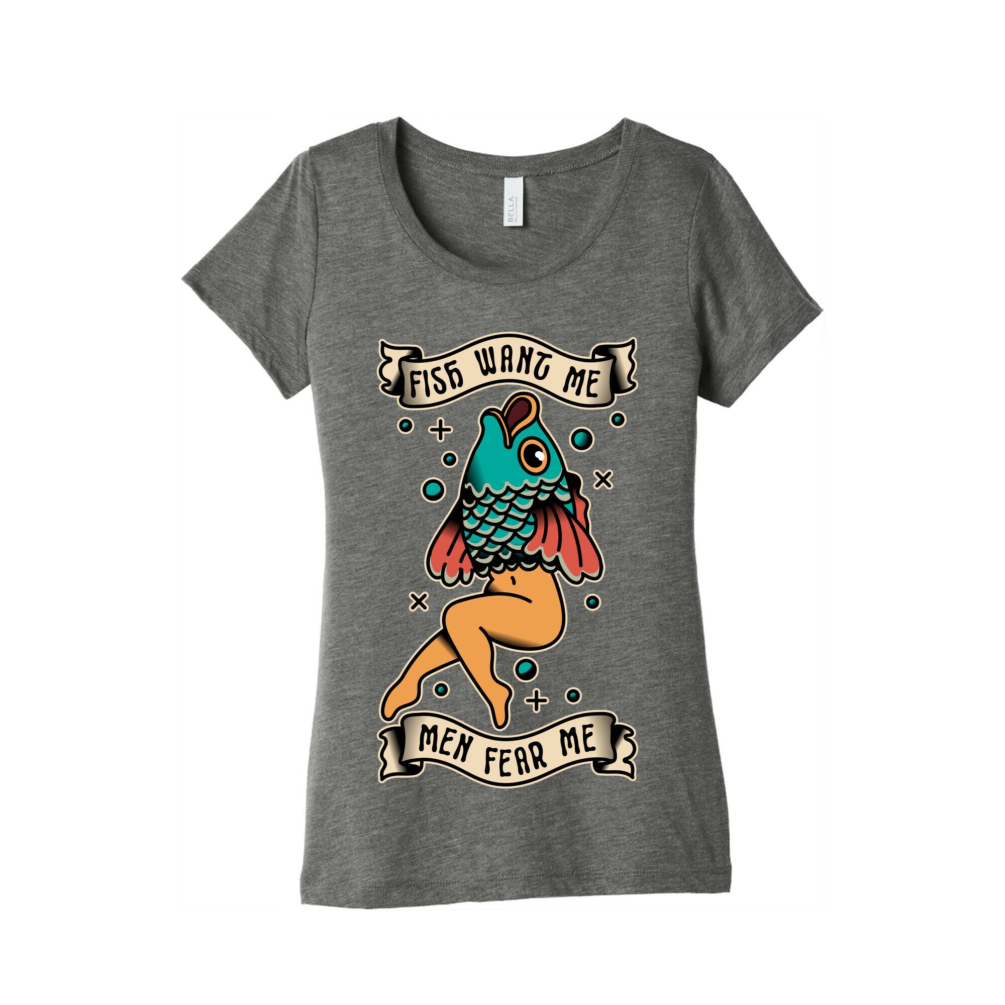 Fish Want Me Men Fear Me Reverse Mermaid Women's Triblend Tee