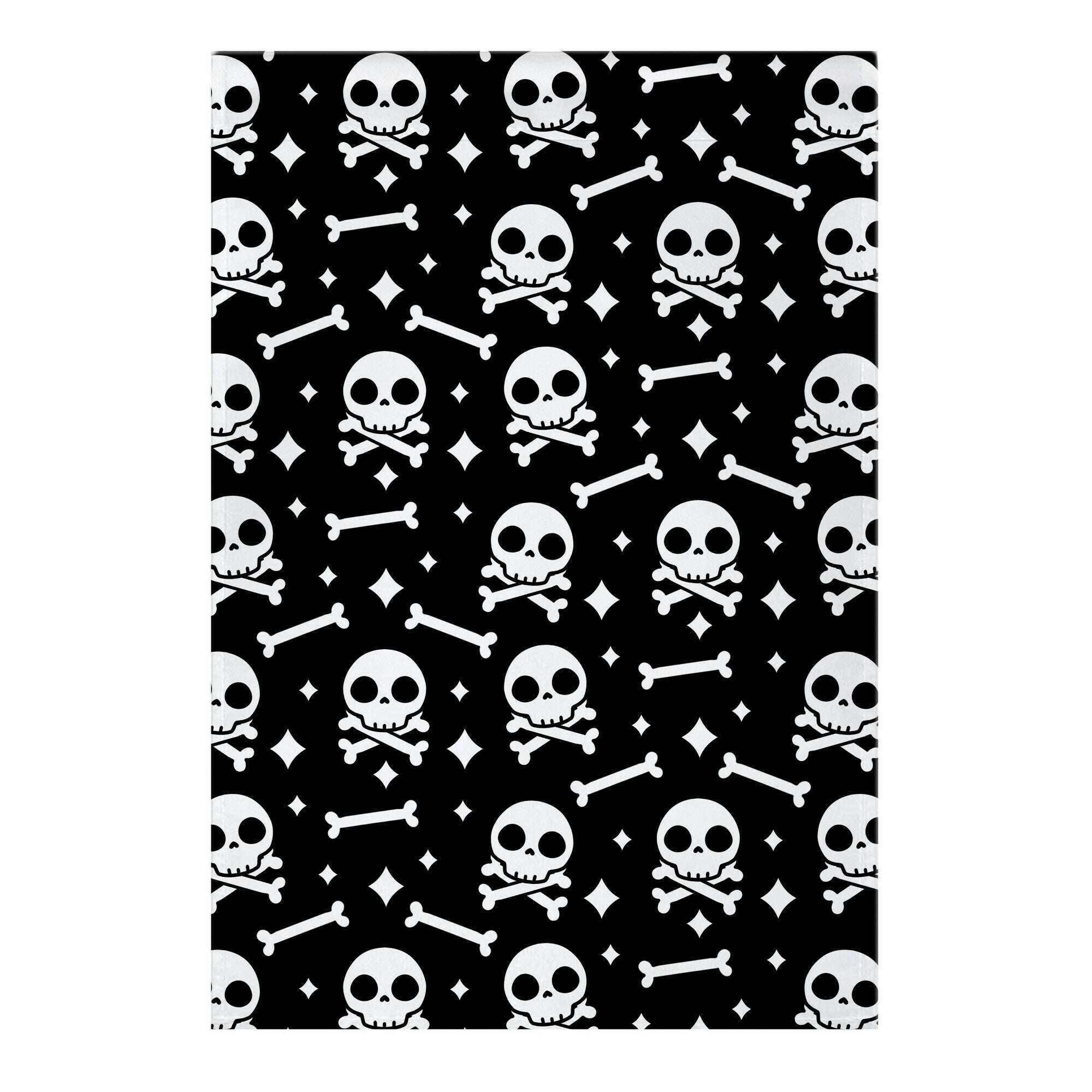 Cute Skull N' Bones Pattern (Black) Garden Flag