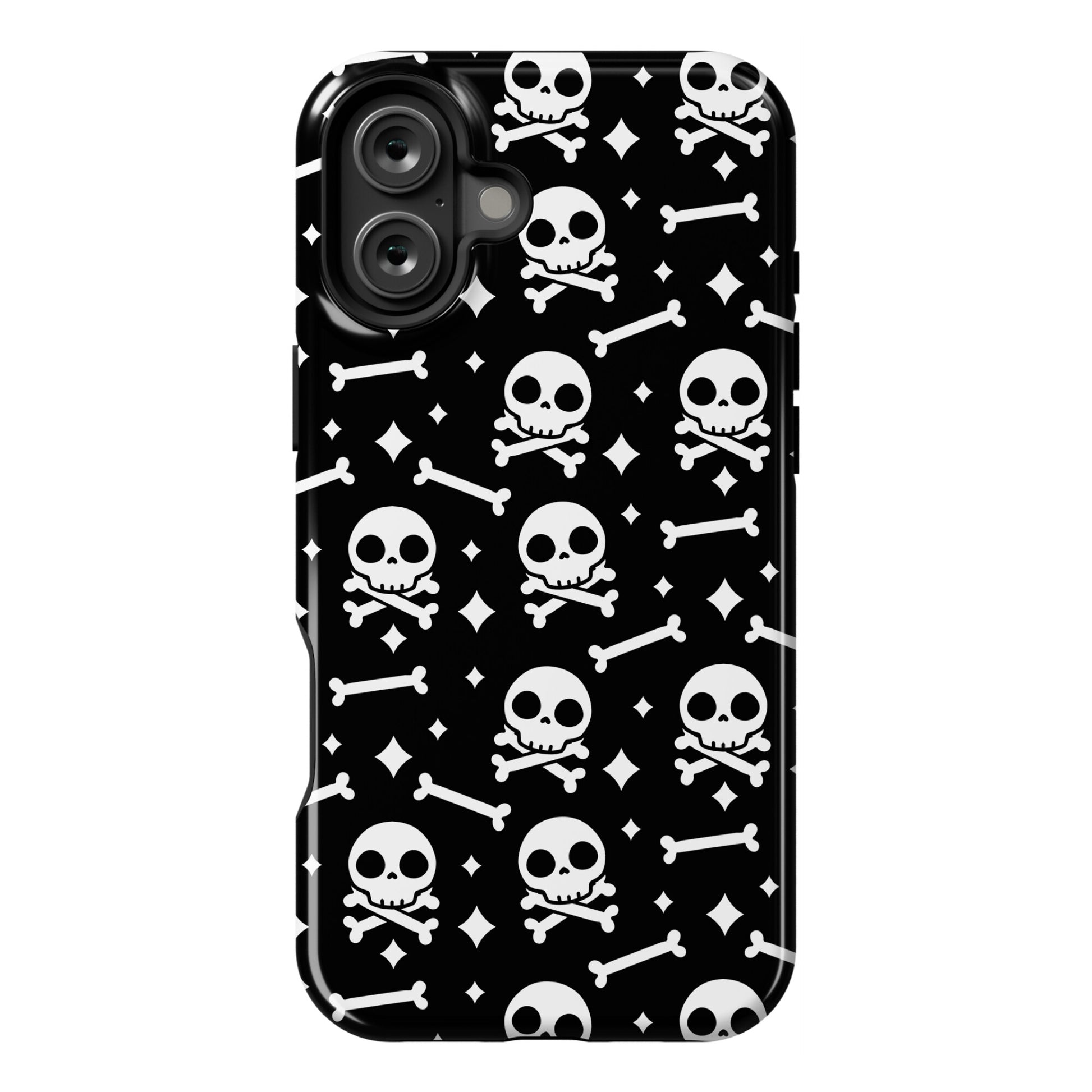 Cute Skull N' Bones Pattern (Black) Phone Case