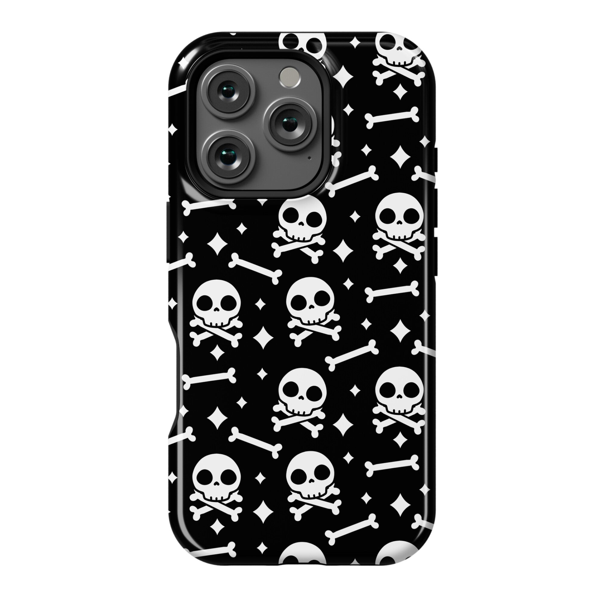 Cute Skull N' Bones Pattern (Black) Phone Case