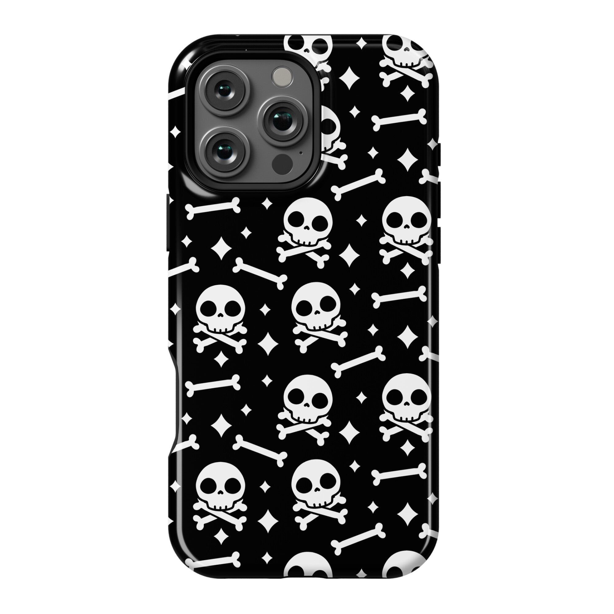 Cute Skull N' Bones Pattern (Black) Phone Case