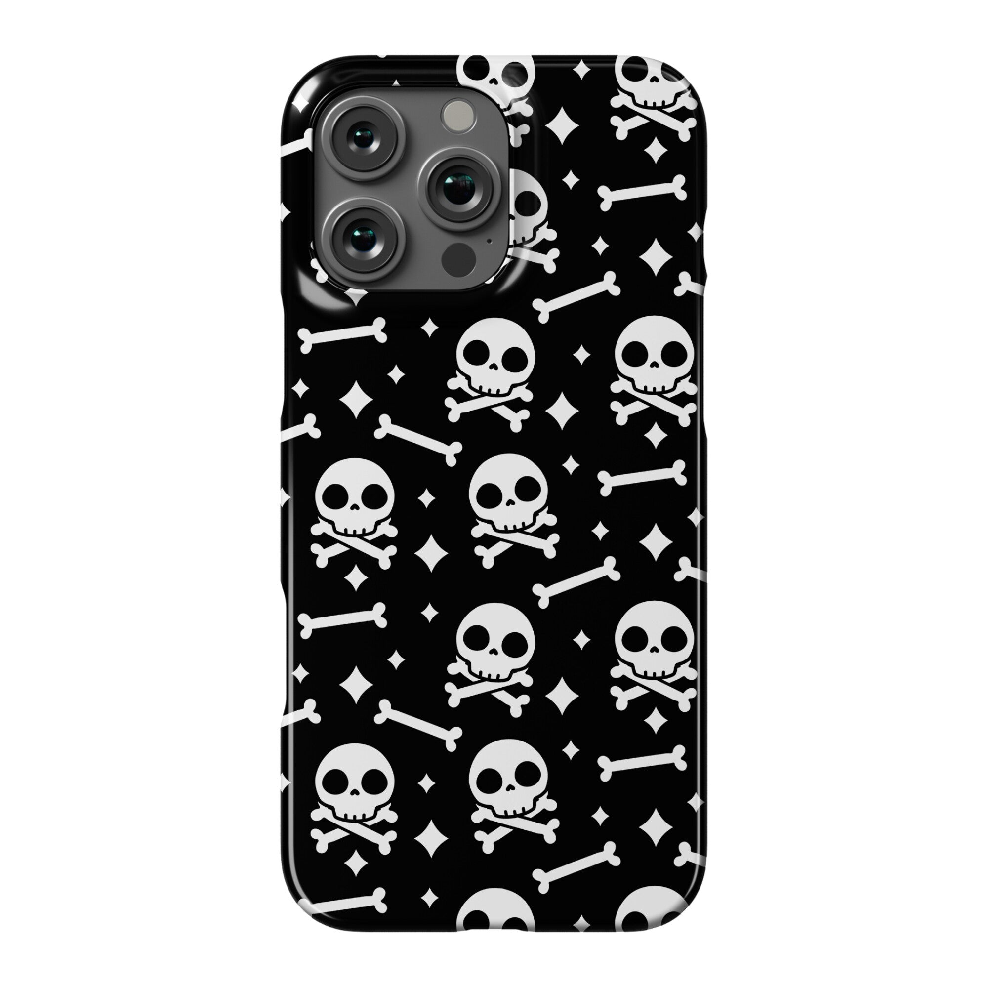 Cute Skull N' Bones Pattern (Black) Phone Case