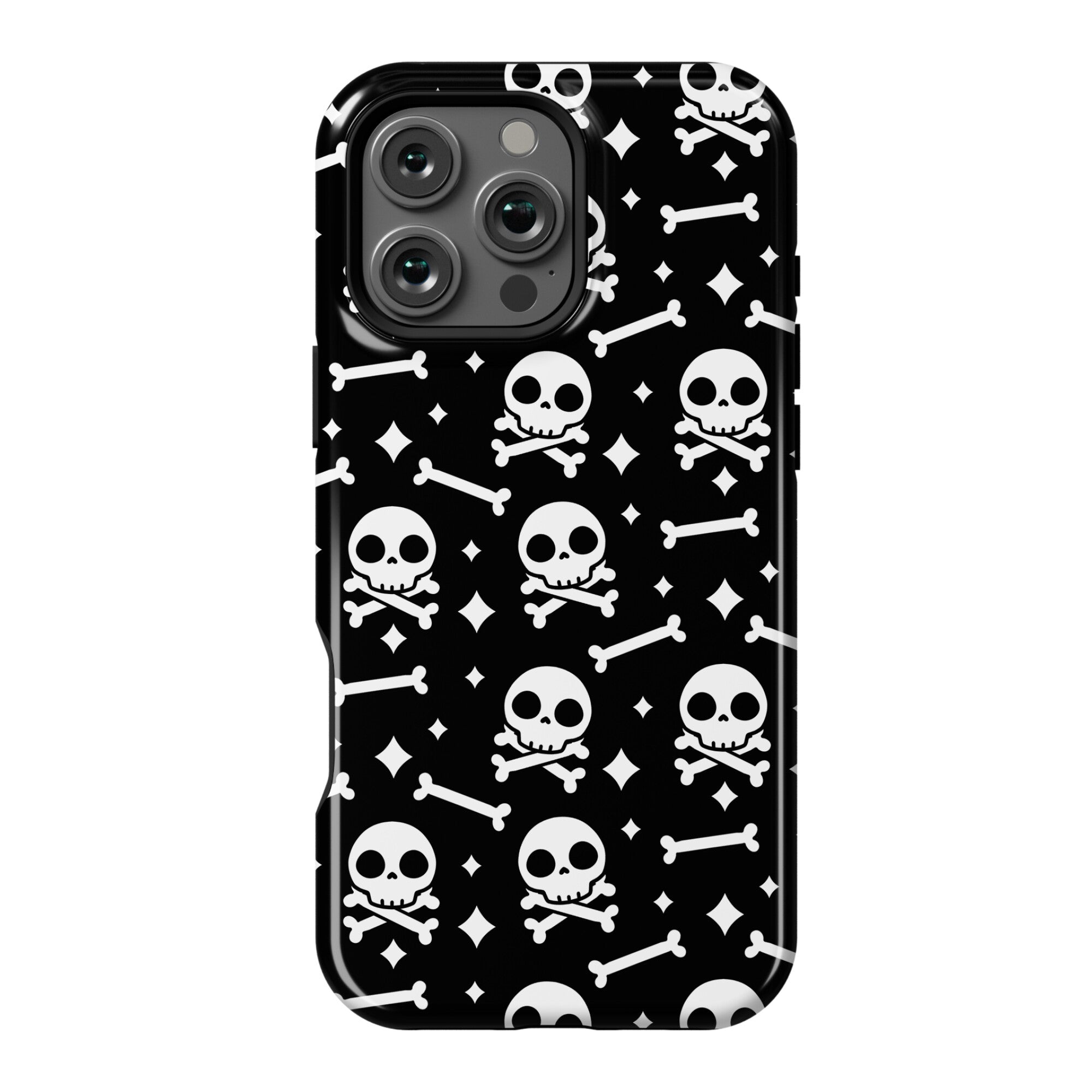 Cute Skull N' Bones Pattern (Black) Phone Case