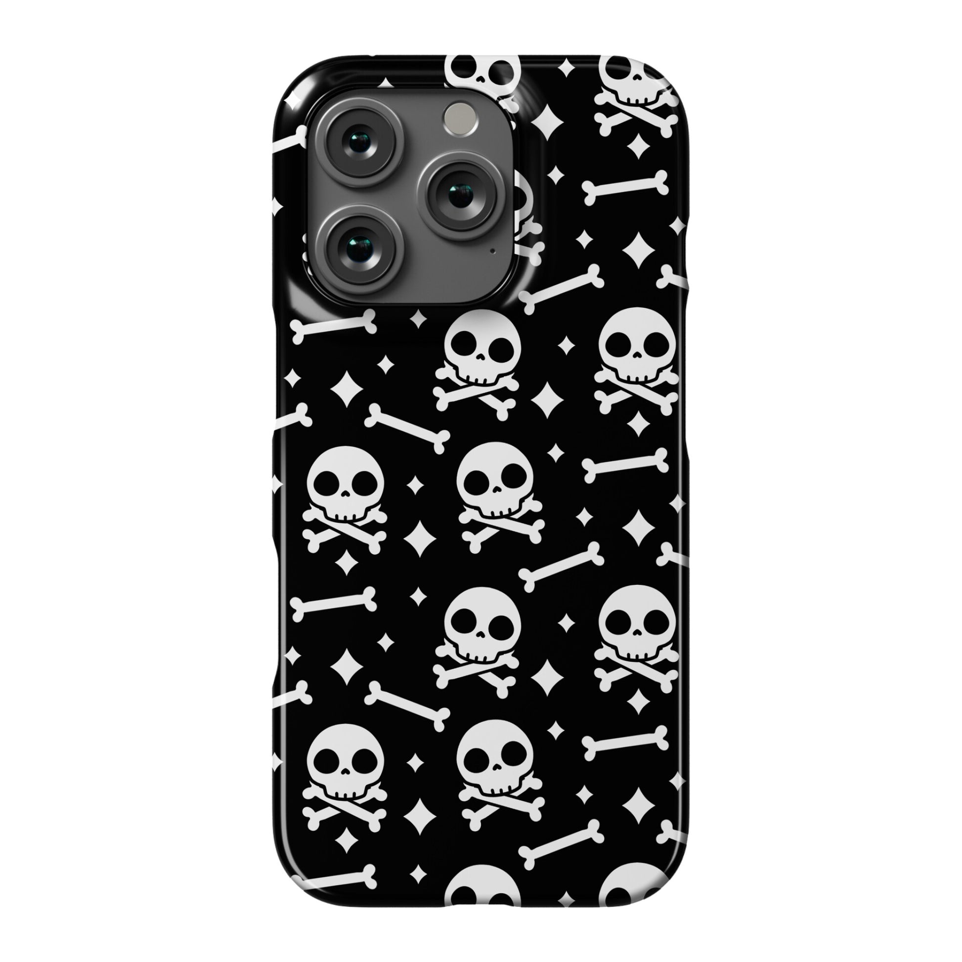 Cute Skull N' Bones Pattern (Black) Phone Case