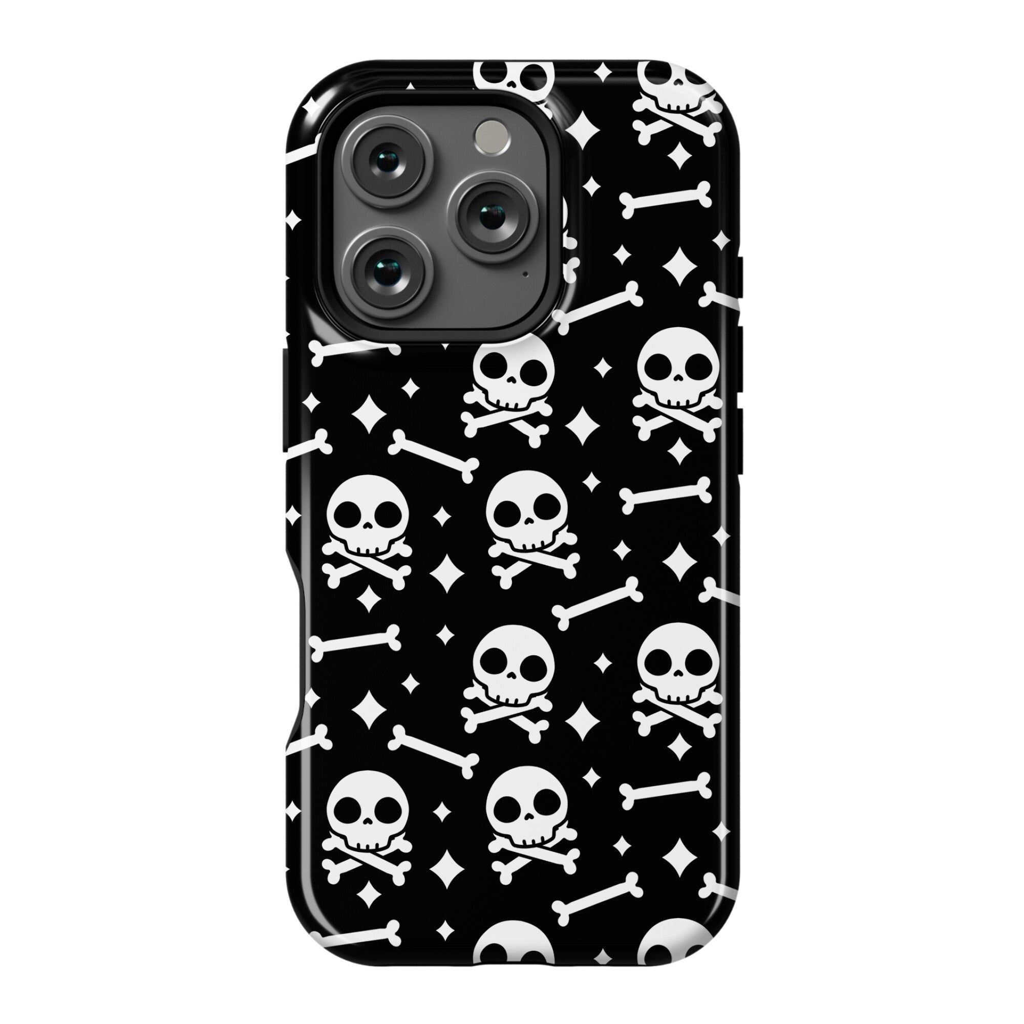 Cute Skull N' Bones Pattern (Black) Phone Case