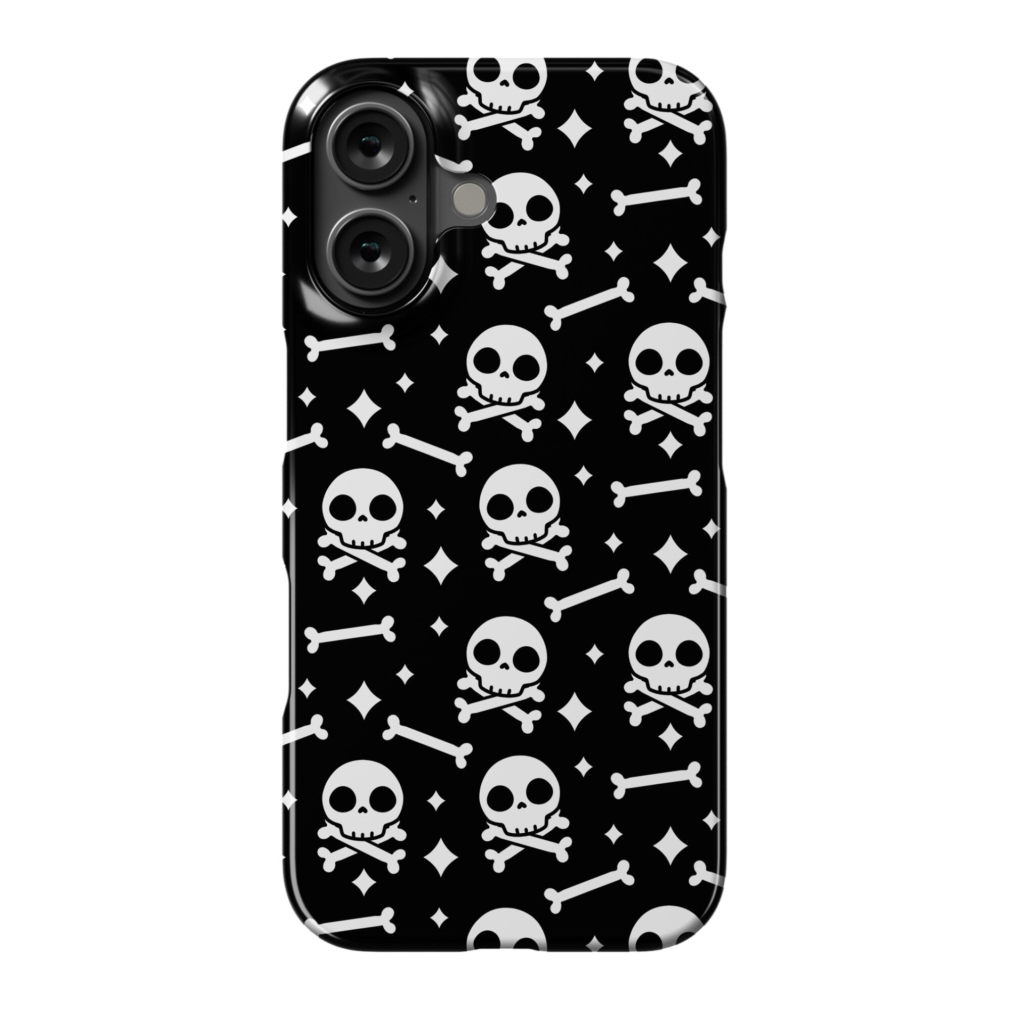 Cute Skull N' Bones Pattern (Black) Phone Case
