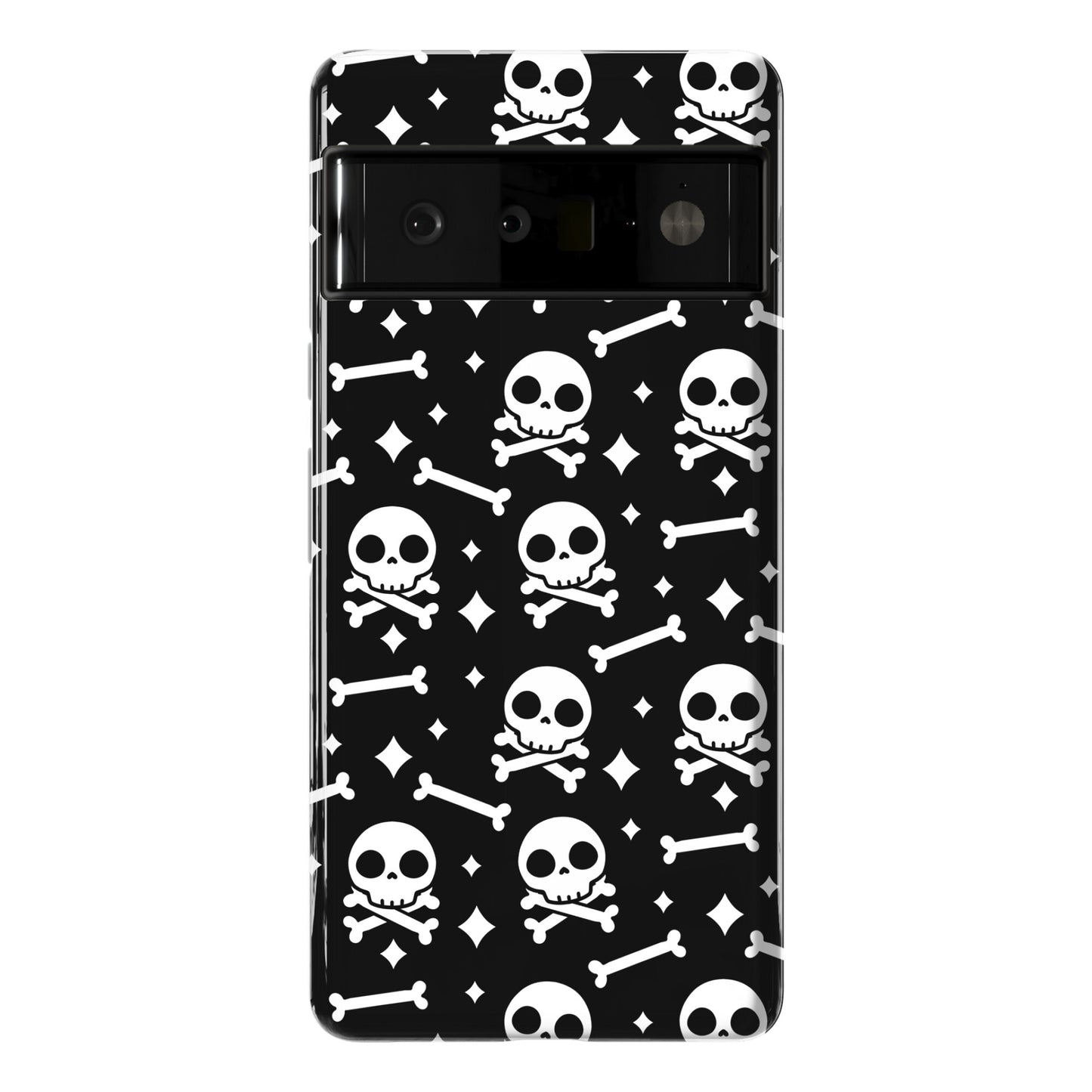 Cute Skull N' Bones Pattern (Black) Phone Case