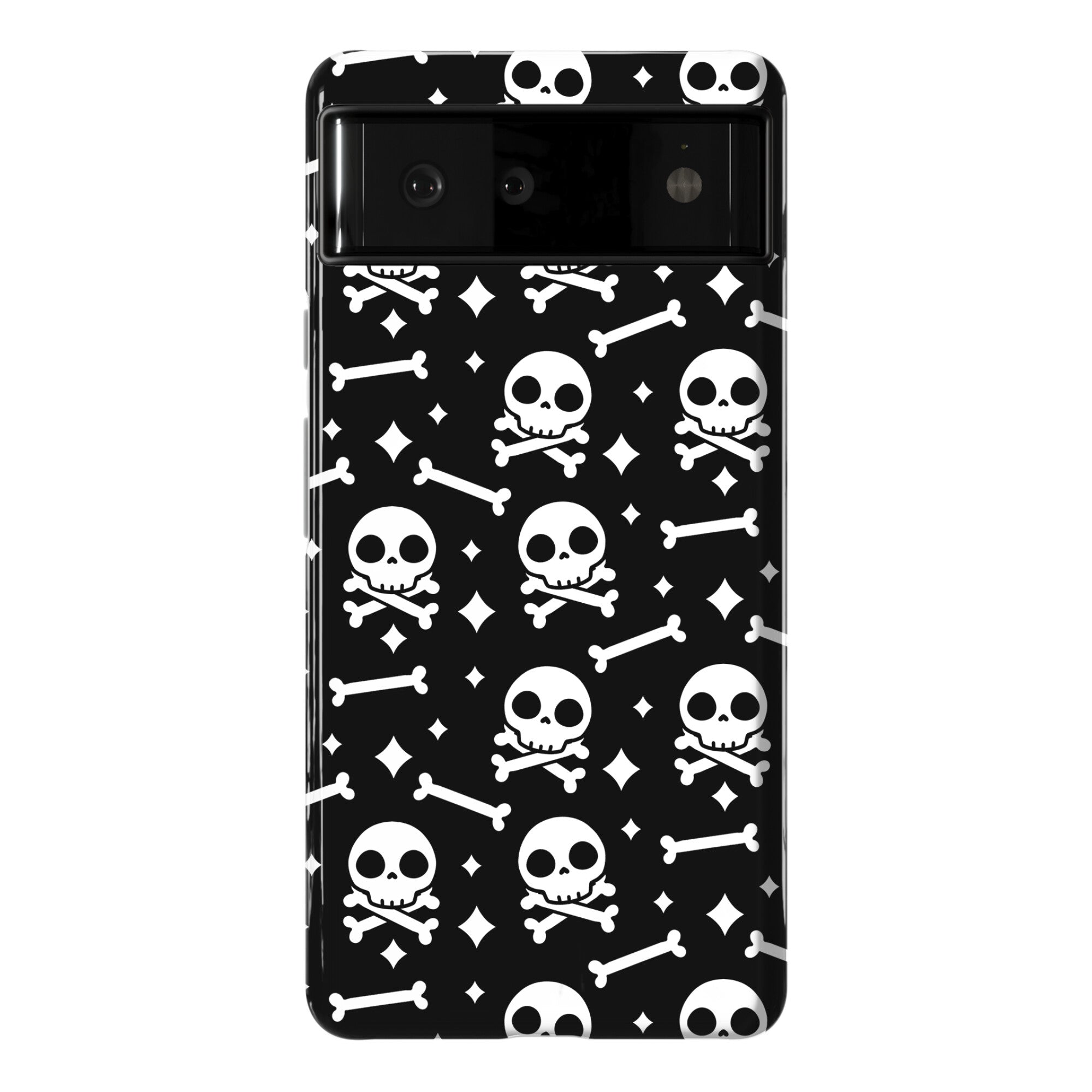 Cute Skull N' Bones Pattern (Black) Phone Case
