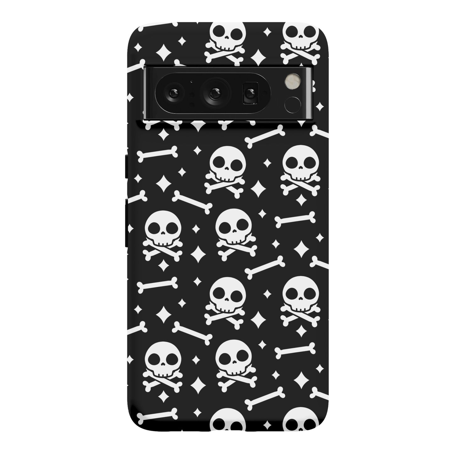 Cute Skull N' Bones Pattern (Black) Phone Case