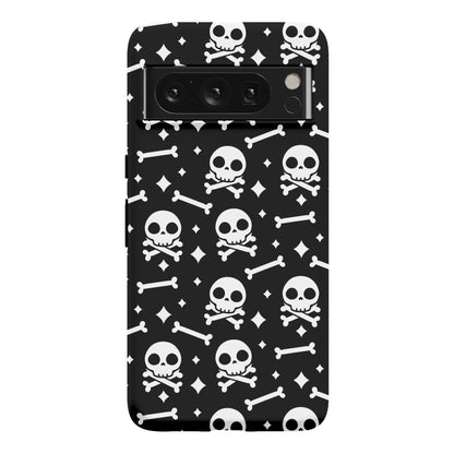 Cute Skull N' Bones Pattern (Black) Phone Case