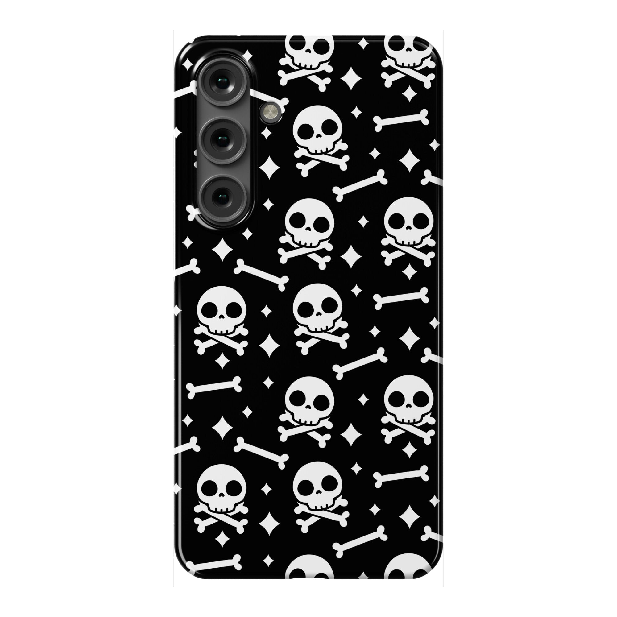 Cute Skull N' Bones Pattern (Black) Phone Case