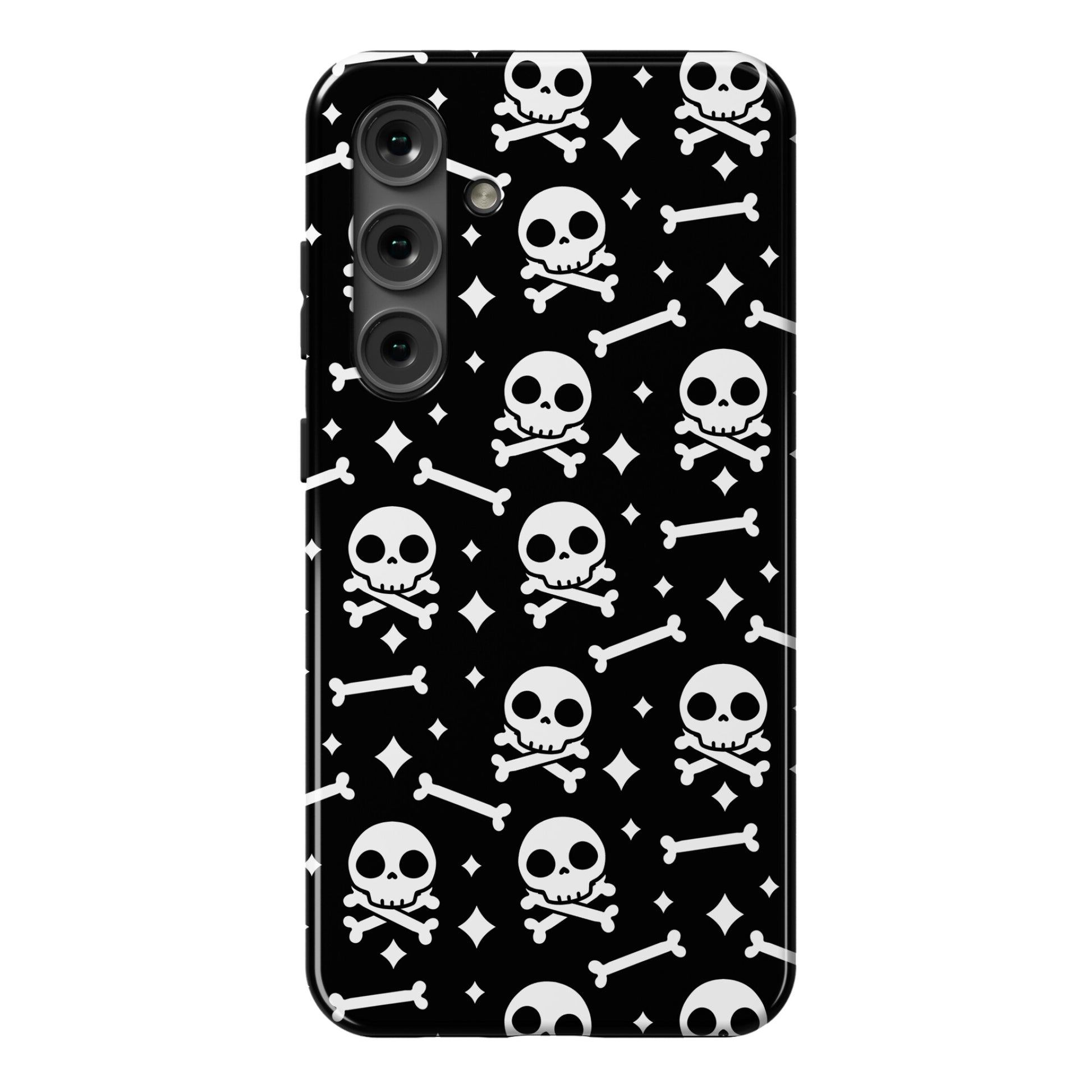 Cute Skull N' Bones Pattern (Black) Phone Case