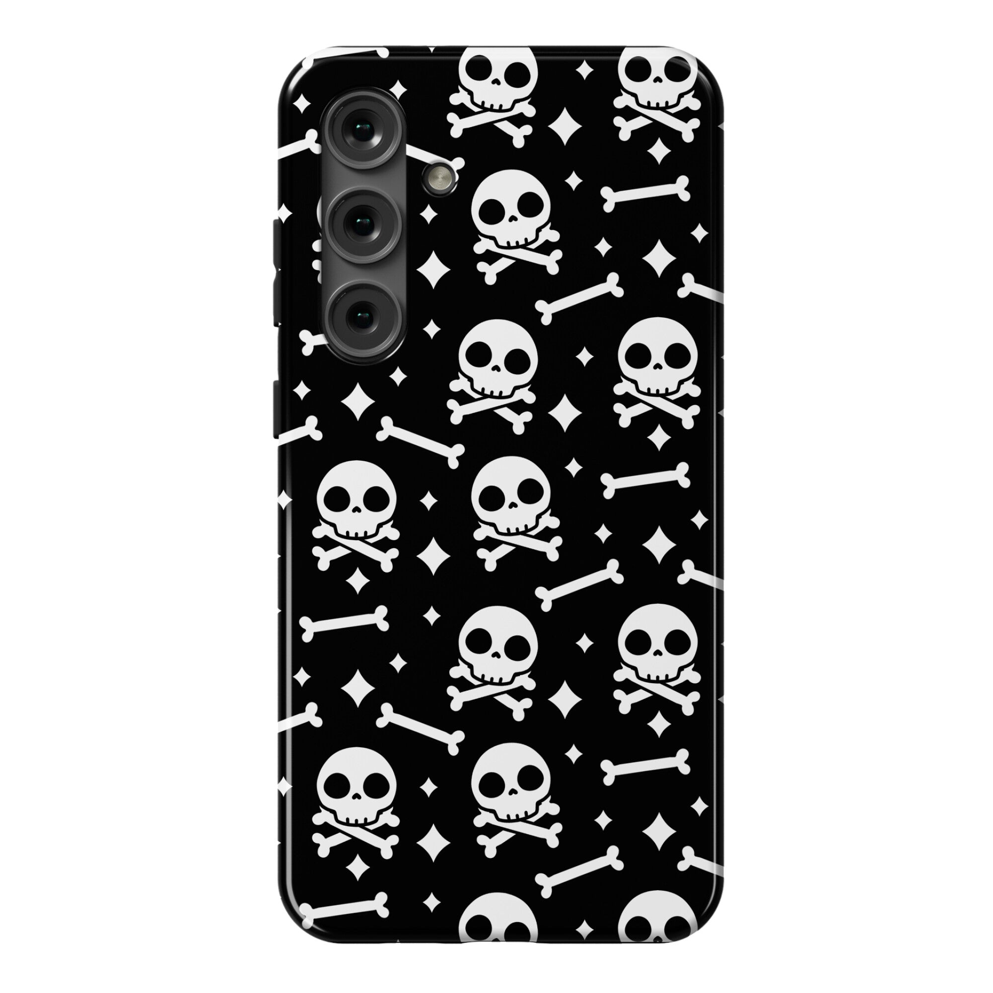 Cute Skull N' Bones Pattern (Black) Phone Case