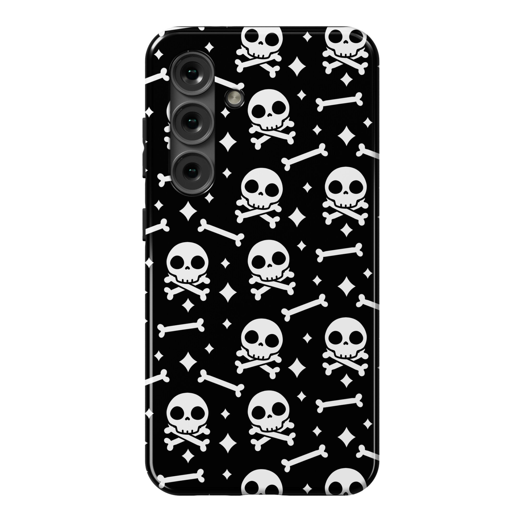 Cute Skull N' Bones Pattern (Black) Phone Case