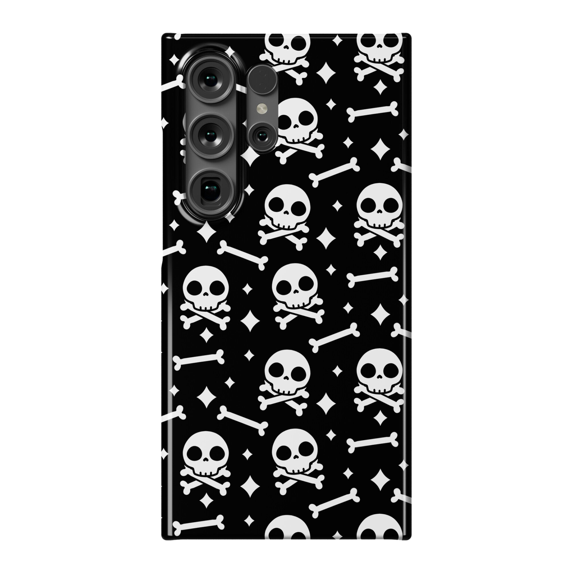 Cute Skull N' Bones Pattern (Black) Phone Case