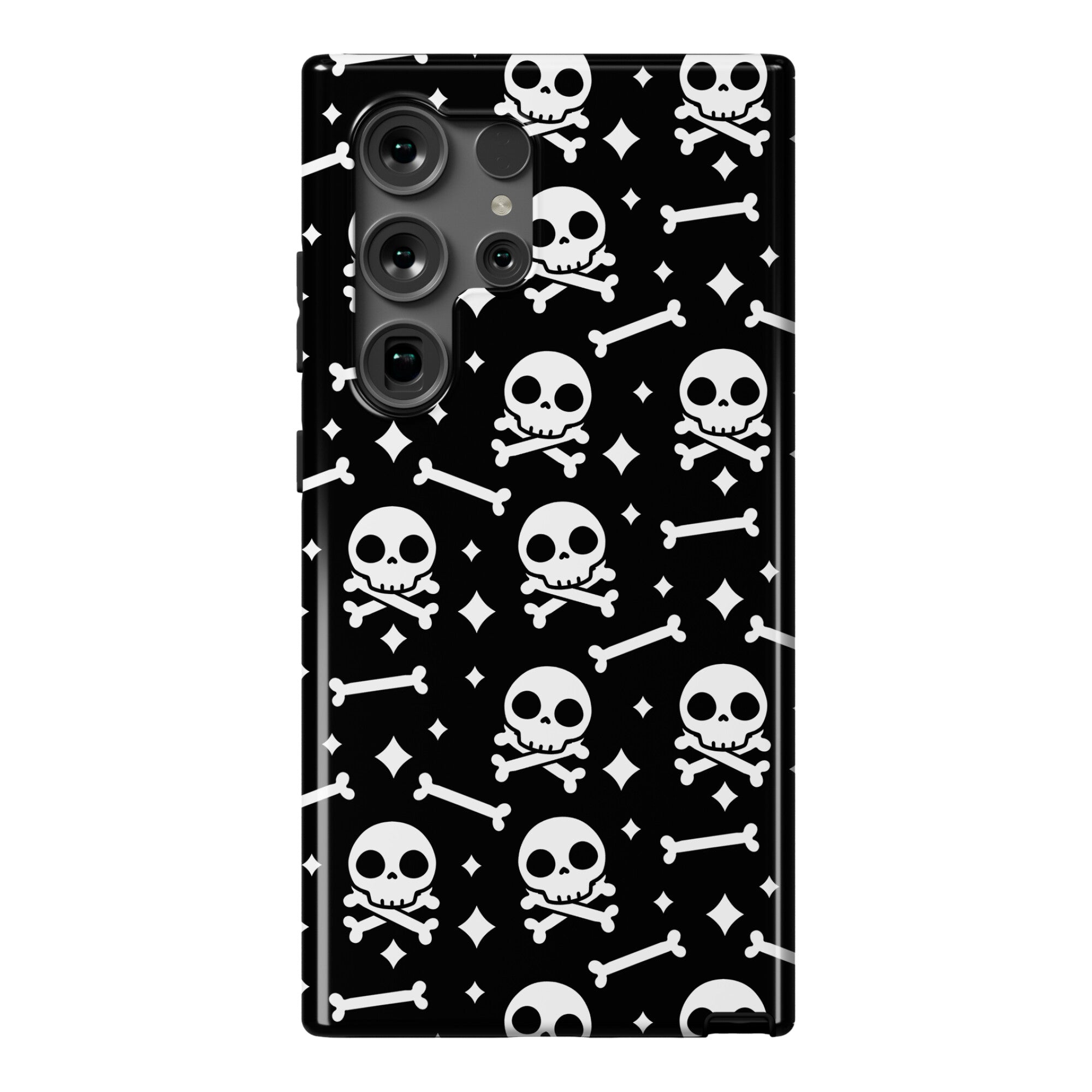 Cute Skull N' Bones Pattern (Black) Phone Case
