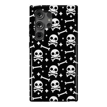 Cute Skull N' Bones Pattern (Black) Phone Case