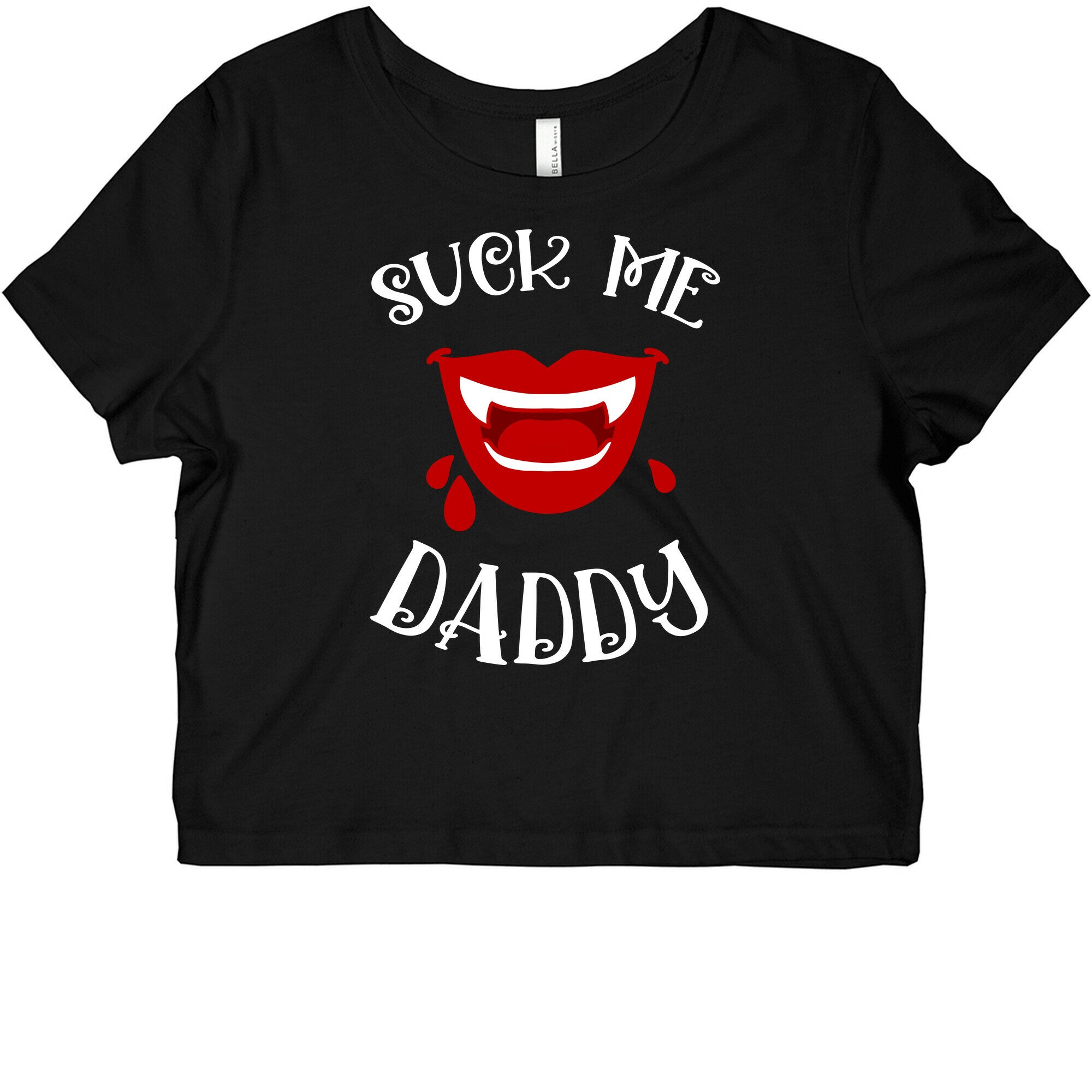 Suck Me Daddy Vampire Lips Graphic Baby Tee